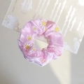 Chouchou en organza rose avec motif de marguerites et maille multicouche douce - Marguerite Rose (1#Rose)