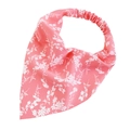 Detail of pink floral satin headscarf showing the elastic band and fabric texture - Pink Floral (3#)