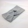 Elastic light gray ribbed knit sports headband with a twist knot on white lace - Light Gray (B15-7)
