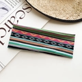 Bohemian style elastic yoga headband featuring geometric colorful patterns and stripes - Rose Red Ethnic Geometric Style (19#)