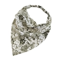 Detail view of floral satin stretch headscarf with wide elastic band in sage green and white - Gray Green Floral (5#)