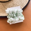 Lot de chouchous à fleurs et carreaux verts sur carte de présentation pour cheveux - Combinaison Fleurie Verte et Grille (1#)