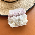 Lot de 3 chouchous à cheveux avec motifs floraux violets, plissés blancs et pois jaunes - Combinaison Fleurie Violette et Pois Jaunes (3#)