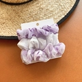 Ensemble de 3 chouchous en tissu à fleurs violettes et carreaux sur carte - Ensemble 3 Pièces Fleuri Violet et Grille (4#)