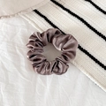 Elegant coffee brown satin silk scrunchie with soft pleated texture for hair - 1# (Coffee)