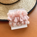 Lot de 3 chouchous roses avec motifs floraux, unis et à pois en mousseline légère - Combinaison Rose à Pois et Fleurie (7#)