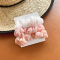 Lot de 3 chouchous en mousseline avec motifs floraux en blanc, rose et orange - Combinaison Fleurie Orange et Rose (9#)
