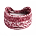 Deep red Paisley print wide yoga headband with elastic stretch for women - Deep Red Paisley (#211)