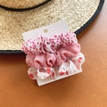 Lot de 3 chouchous à fleurs et pois en tissu rose et blanc sur support - Combinaison Imprimé Cerise Rouge Rose et Blanc (10#)