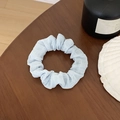 Light blue floral scrunchie with pleated texture on a vintage wooden surface - Light Blue Pleated Texture (2#)
