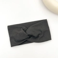 Deep gray ribbed knit yoga headband with a stylish twist knot for women and men - Iron Grey