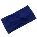 Deep blue ribbed knit elastic headband with stylish twist knot for yoga and sports - Royal Blue (B15-18)