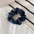 Chouchou élégant en satin bleu marine avec texture plissée brillante pour coiffer les cheveux - 11# (Bleu Profond)