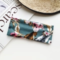 Bohemian floral wide headband in dusty blue with pink tropical blossoms - Grey Blue Tropical Small Floral Style (36#)