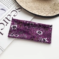 Bohemian purple paisley yoga headband with floral pattern for sweat absorption and sports - Dark Purple Freehand Floral Style (39#)