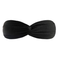 Fascia per capelli in maglia nera elastica con nodo e trama a coste classica - Nero