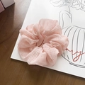 Elastico per capelli rosa chiaro con texture a pois e delicato motivo a quadretti - Rosa