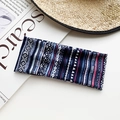 Navy bohemian pattern elastic yoga headband with ethnic geometric print on white surface - Navy Blue Ethnic Geometric Texture Style (43#)