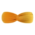Mustard yellow ribbed cotton cross knot headband for women in high-elasticity soft fabric - Ginger Yellow