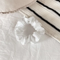 Chouchou en satin blanc pur élégant avec texture plissée douce pour cheveux - 19# (Blanc)