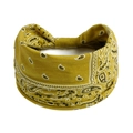 Bandeau de yoga à motif paisley jaune gingembre en coton élastique pour le sport - Motif Paisley Gingembre (#381)