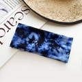 Navy blue tie-dye bohemian elastic headband for yoga and sports in soft knit fabric - Dark Blue Marble Tie-dye Style (46#)