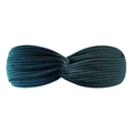 Elastic knitted twist headband in dark forest green with ribbed texture for women - Dark Green
