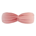Pink ribbed knit twisted headband for women with elastic cross knot design - Peach Pink