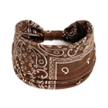 Bandeau de yoga paisley marron élastique pour femme en coton confortable absorbant la sueur - Marron Paisley (#258)