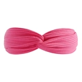 Elastic rose pink twisted headband made of soft ribbed knit cotton for women - Rose Red