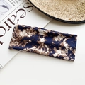 Elastic bohemian yoga headband with navy and brown tie-dye print for sport and fitness - Navy Brown Camo Tie-dye Style (51#)