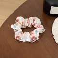 Chouchou à fleurs blanc élégant avec motif de cerises rouges et design de lettrage - Crème avec Motif Cerise Rouge (22#)