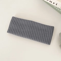 Elastic knitted headband in dark grey with ribbed texture for winter fashion styles - Light Gray