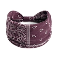 Bandeau de yoga élastique en coton avec imprimé paisley blanc sur fond violet foncé - Violet Foncé Paisley (#379)