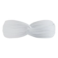 Elastic white ribbed knit twisted headband for women, stylish solid color hair accessory - White
