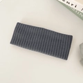 Elastic knitted headband in dark grey with vertical ribbed texture and soft fabric - Dark Gray