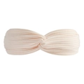 Pale pink ribbed knit twisted headband with elastic crossover design for women - Apricot