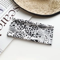 Bohemian yoga headband featuring black and white artistic spot and leaf vein patterns - Black White Art Spot Style (55#)