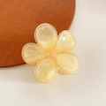 Pinza para el cabello de flor amarillo crema translúcido con cinco pétalos para peinado - Borde Naranja Amarillo