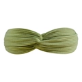 Grass green elastic ribbed knit headband with cross twisted knot design for women - Army Green