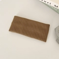 Brown knitted elastic headband with fine vertical stripe texture in Morandi style - Brown