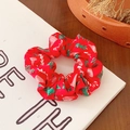 Weihnachts-Haargummi aus rotem Satin mit Tannenbaum-Muster und hoher Elastizität - Stil 1