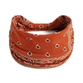 Bandeau large élastique avec imprimé cachemire orange pour le yoga et le sport - Rouge Orangé Paisley (#378)
