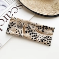 Elastic cotton yoga headband featuring beige leopard print with stylish abstract lines - Beige Abstract Leopard Line Style (57#)