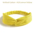 Elastic knit cotton twist headband in lemon yellow color for women hair styling - Lemon Yellow