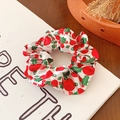 Weihnachts Haargummi mit roten Beeren und grünen Stechpalmen auf weißem Satin Stoff - 2#