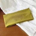 Unisex striped pointelle knit headband in mustard yellow color for yoga and sports - Regular Size / Olive Green