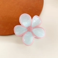 Floral five-petal shark hair claw in pink and translucent blue jelly finish - Blue with Pink Edge