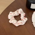 Chouchou en mousseline fleurie avec motif cerise en blanc crème pour coiffures - Crème avec Motif Cerise Rouge (30#)