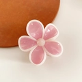 Translucent pink flower hair claw clip with white borders for elegant hairstyles - Pink White Edge